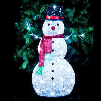 Christmas LED Glitter Snowman - White