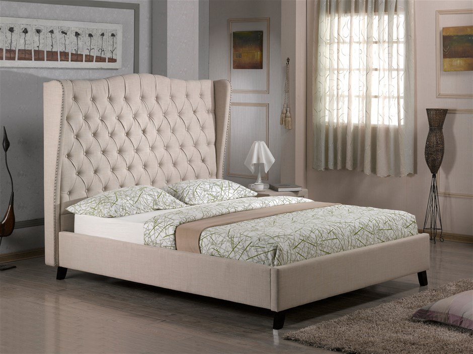 French Provincial Wing Queen Size Bed Fr