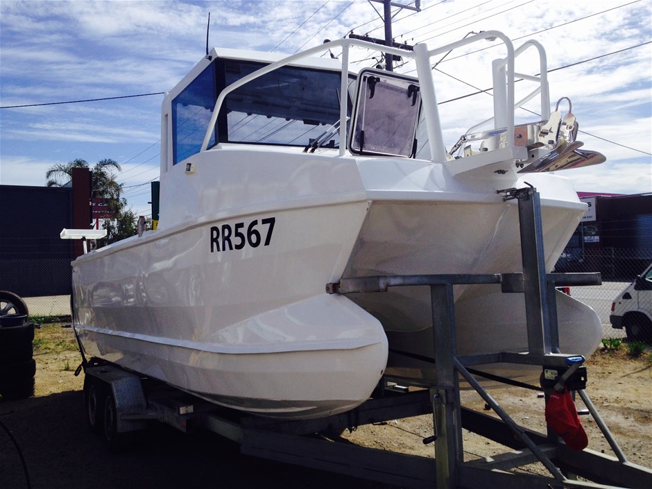 2010 Marlin Broadbill aluminium 7.2 metre twin hull half cab boat