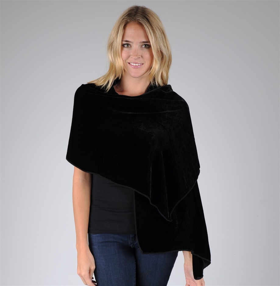 Gregory Ladner Black Plain Velvet Wrap