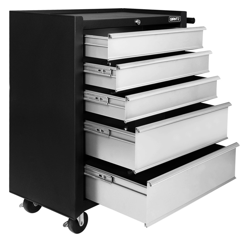 Giantz 5 Drawer Mechanic Tool Box Storage Trolley - Black & Grey