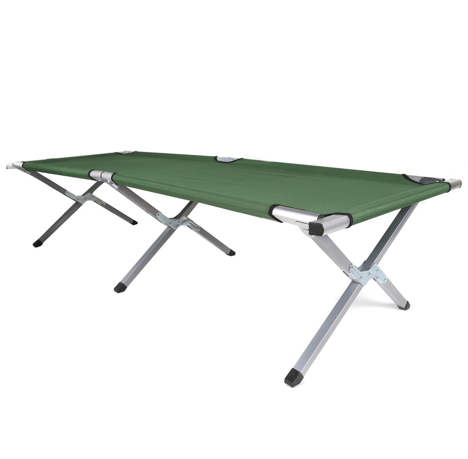 Folding Camp Stretcher Bed, Light Weight Aluminium Frame with Carry Bag