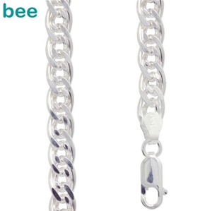 Bee Heavy Double Curb Link Silver Chain 