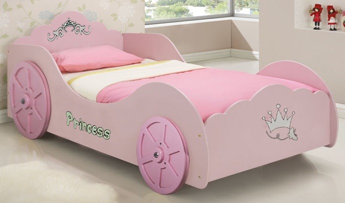 Pink Princess Car Bed Kids