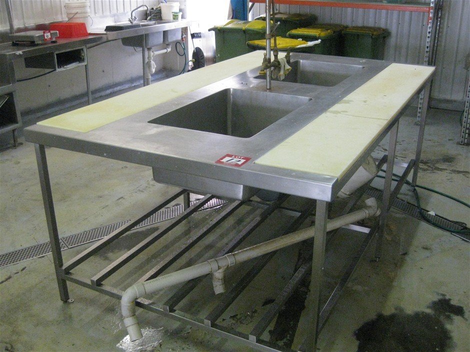 Filleting table, stainless steel with 2 sinks Auction (0012-3001594 ...