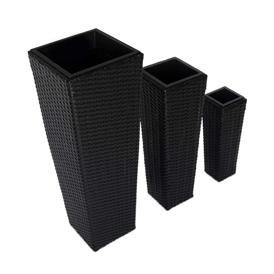 Set of 3 Rattan Wicker Planters