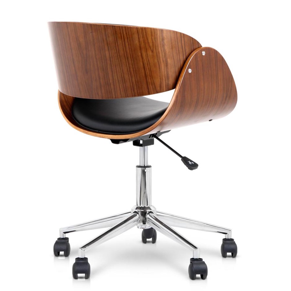 Buy Wooden & PU Leather Office Desk Chair Black Grays Australia