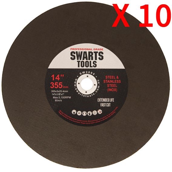 10Pc 350Mm 355Mm 14" Metal Chop Off Drop Saw Blades Cutting Discs Wheel