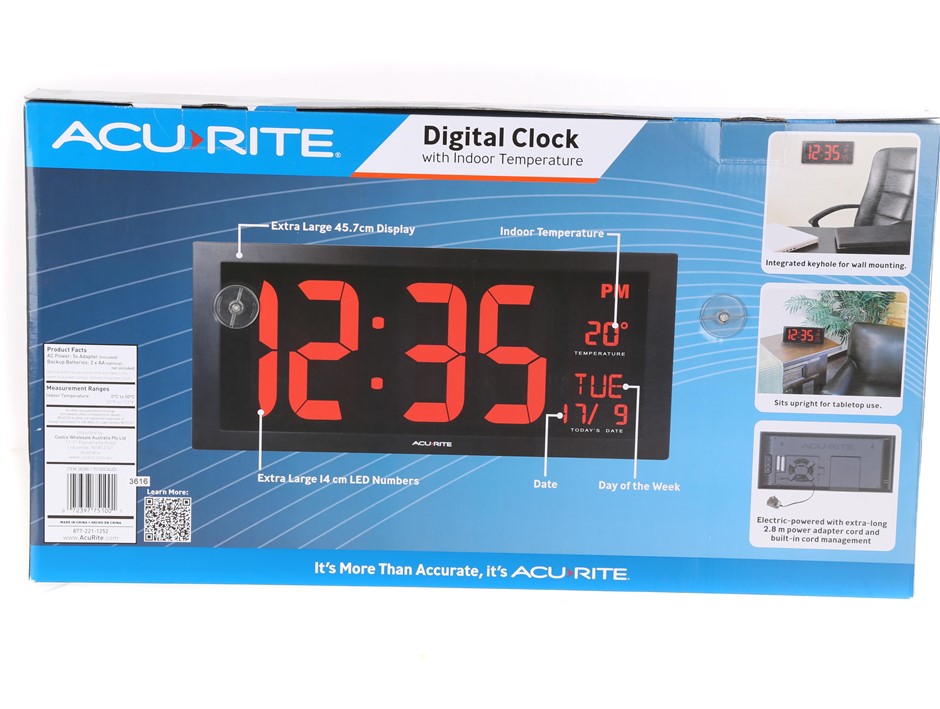 ACURITE Digital Wall Clock 45.7cm LED Display. Buyers Note Discount