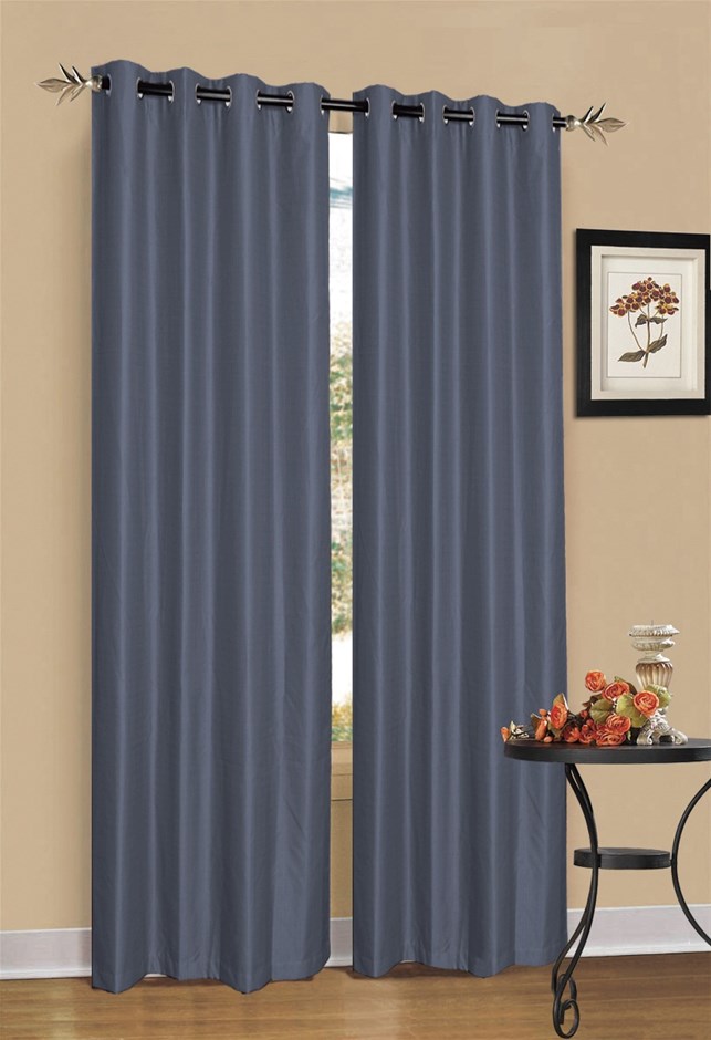 2 x Grey/Charcoal 100% Blockout Eyelet C