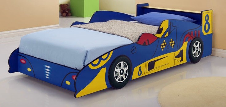 Blue Racing Car Bed Kids Race