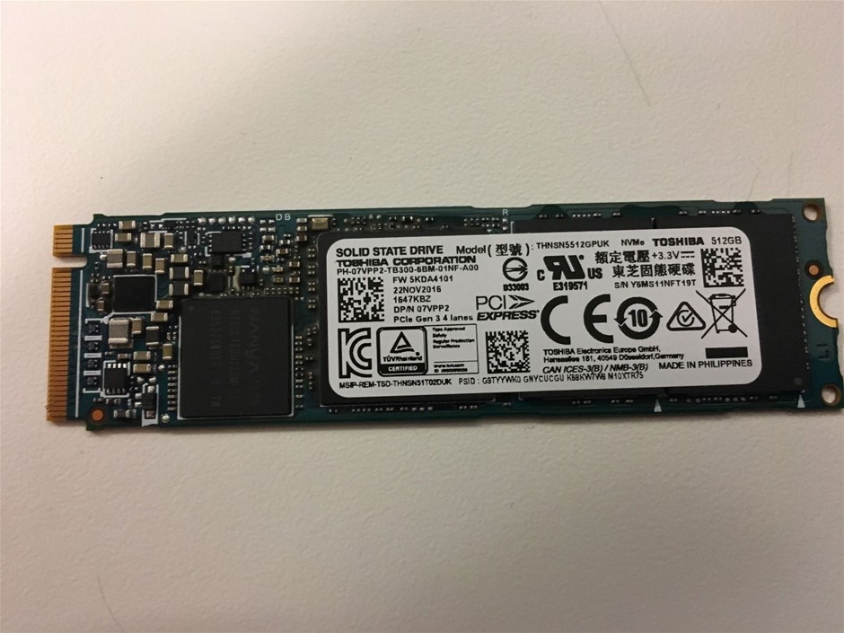 Dell/ Toshiba (THNSN5512GPUK) 512GB TLC NVME PCIE GEN3 X4 M.2 SSD