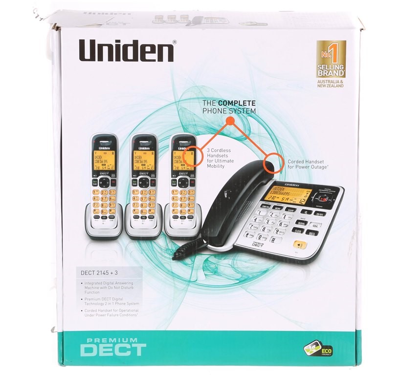 UNIDEN Complete Phone System DECT 2145 with 3 x Cordless Hand Sets