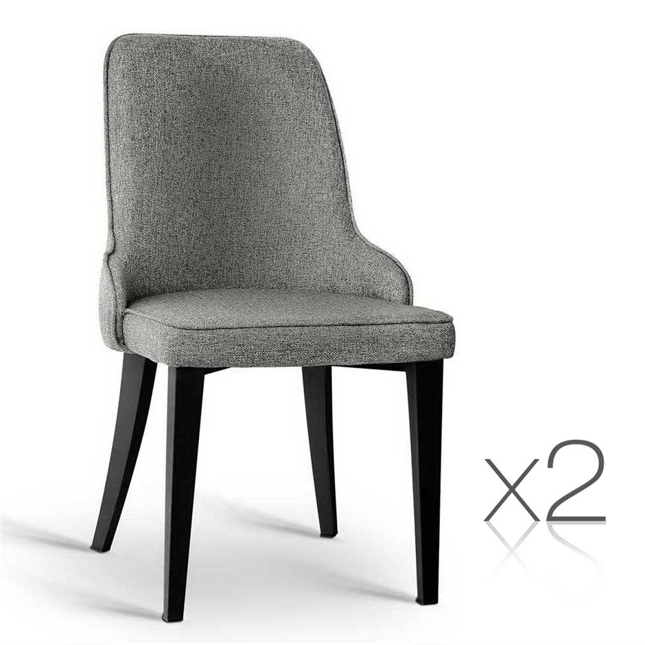 Artiss Set of 2 Fabric Dining Chairs - Grey