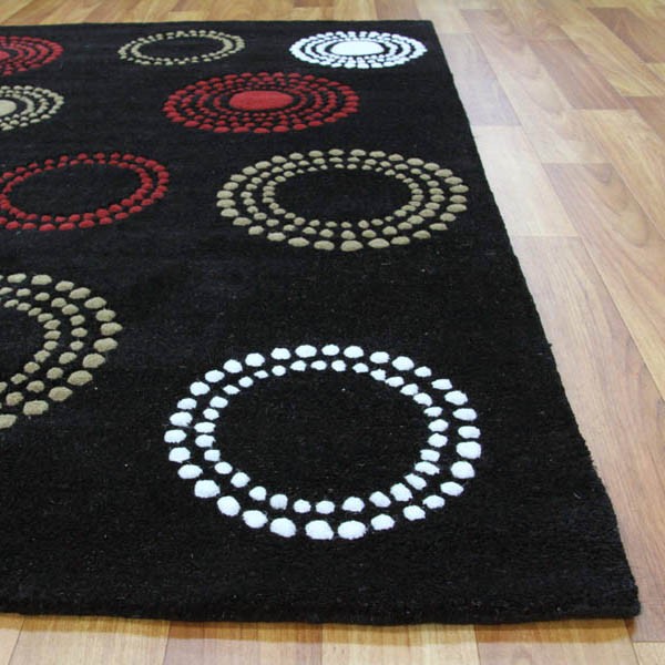 Buy Wool Starburst Pattern Rug - Black - 280x190cm | Grays Australia