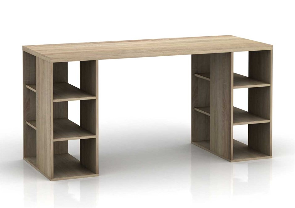 Buy Bloc Modern Desk with Cube Shelves Light Sonoma Oak Grays Australia