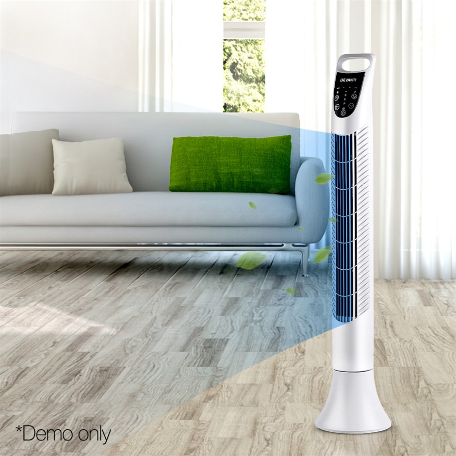 Buy Devanti Portable Cross Flow Tower Fan White Grays Australia