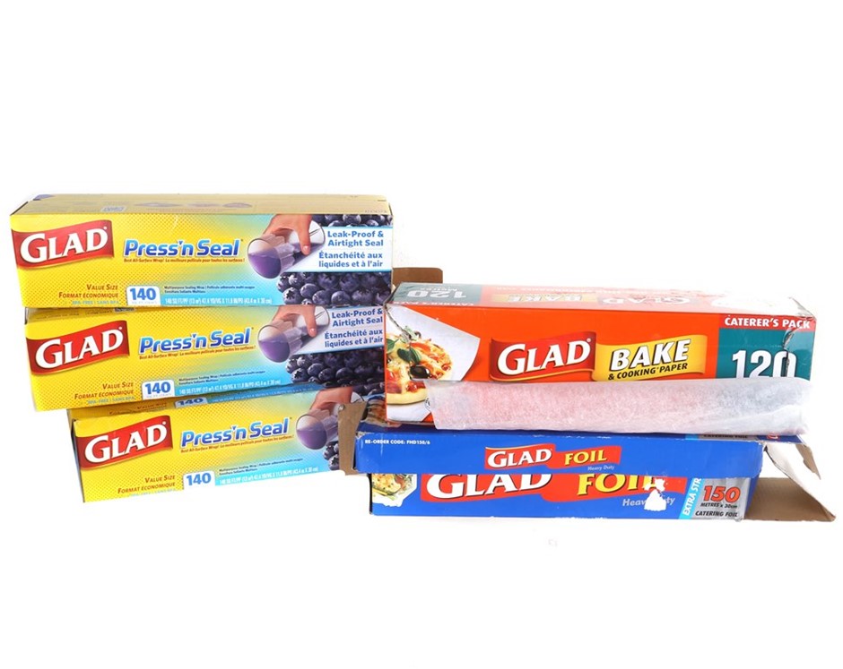 5 X Assorted Glad Products 3x Press N Seal Sealing Wrap 43 4m X 30cm Bak Auction Graysonline Australia