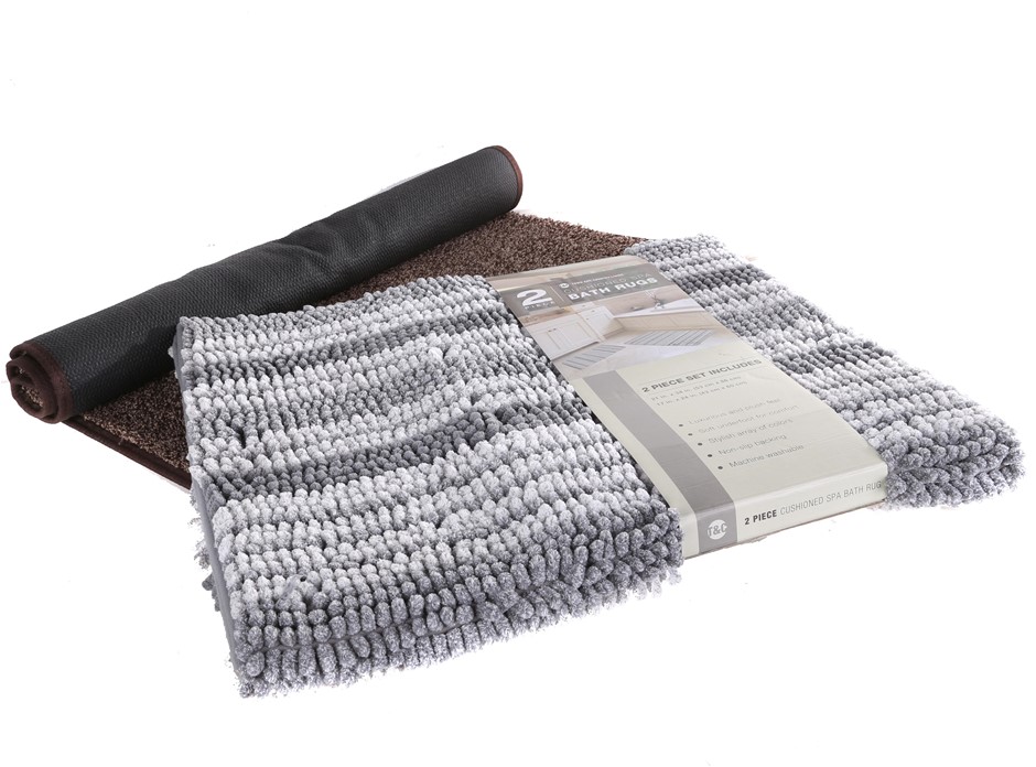 2 x TOWN & COUNTRY LIVING Bath Rugs, Grey & Brown. Buyers Note
