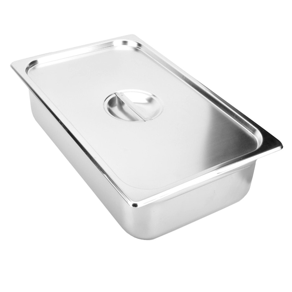 2x Stainless Steel 1/1 Gastronorm Pan & 