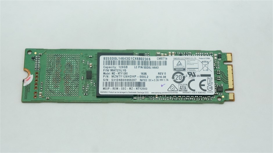 Samsung M.2 2280 SATA 128GB Solid State Drive, MZNTY128HDHP-000L2