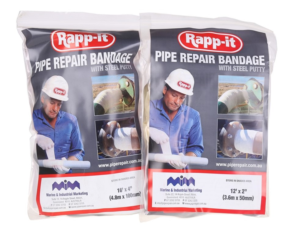RAPPIT Pipe Repair Bandage with Steel Putty, 4.8M x 100mm Buyers Note