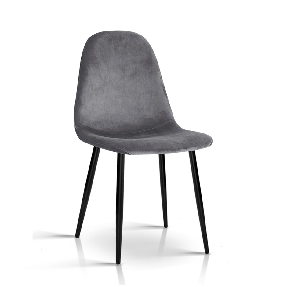 Artiss Velvet Modern Dining Chair - Grey