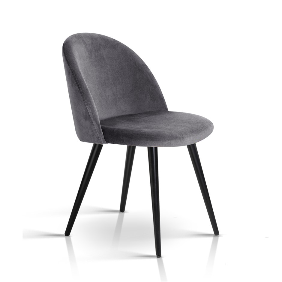 2 x Artiss Velvet Modern Dining Chair - Black