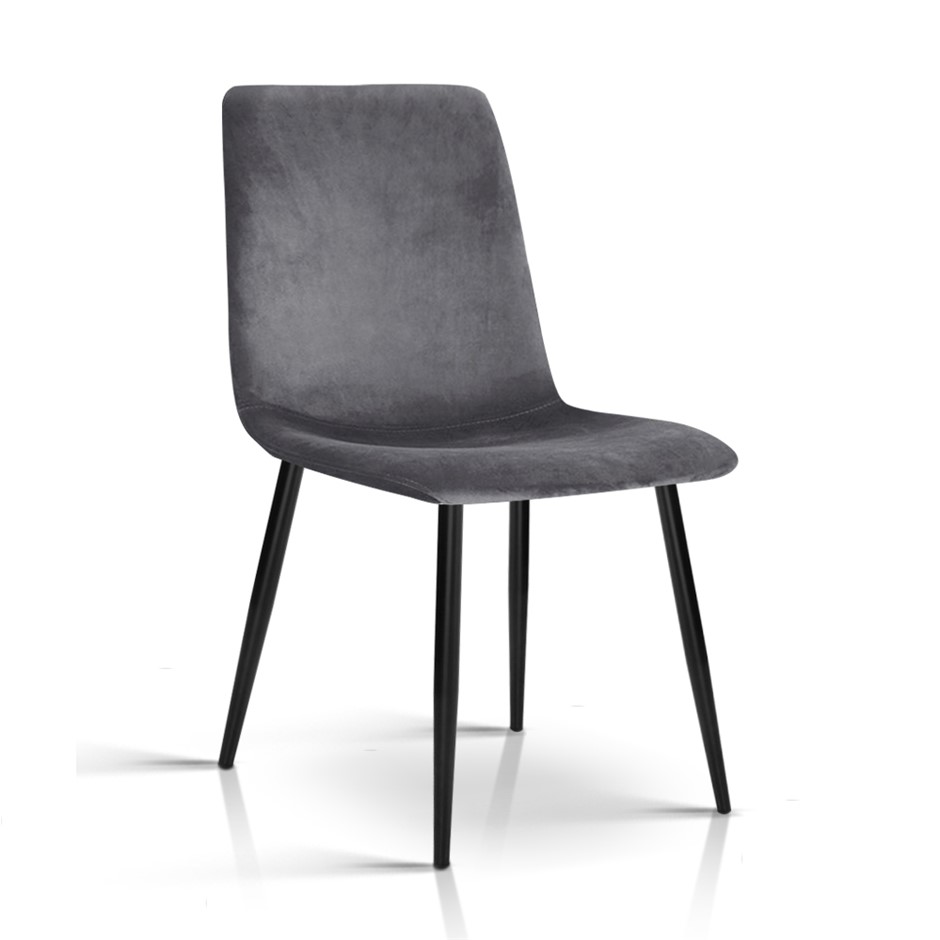 Artiss Set of Four Velvet Modern Dining Chair - Grey