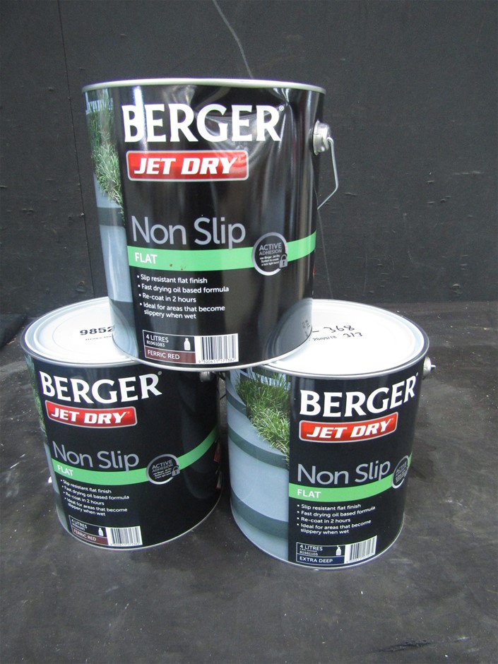 Bundle of 3 x Assorted Berger Paint Jet Dry NonSlip
