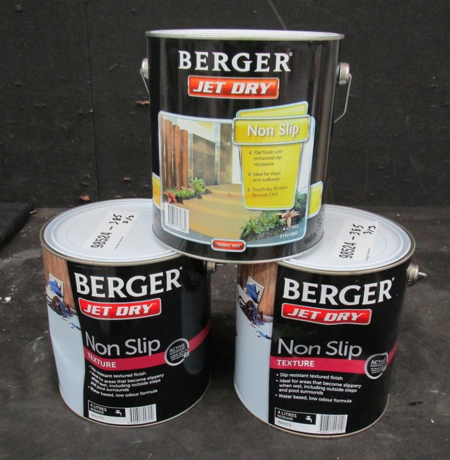 Bundle of 3 x Assorted Berger Paint Jet Dry Non