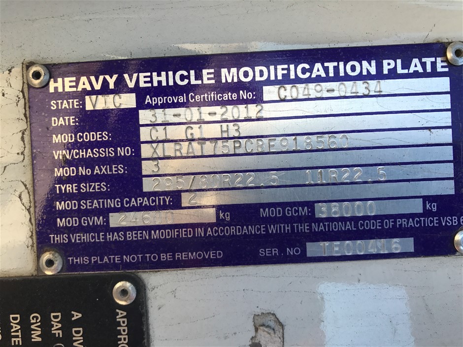2012 Daf Cf7585 6x4 Curtainsider Rigid Truck Auction 0001 5036427 Grays Australia
