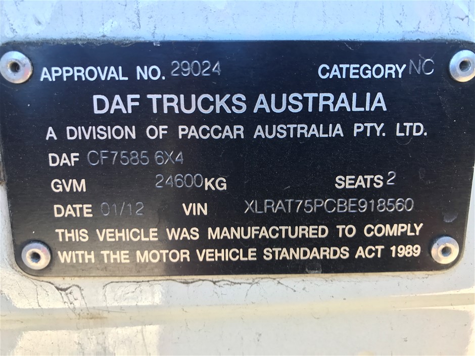 2012 Daf Cf7585 6x4 Curtainsider Rigid Truck Auction 0001 5036427 Grays Australia