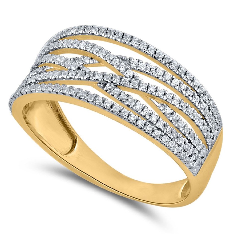 9ct Yellow Gold, 0.28ct Diamond Band Ring Auction (0002-2518960