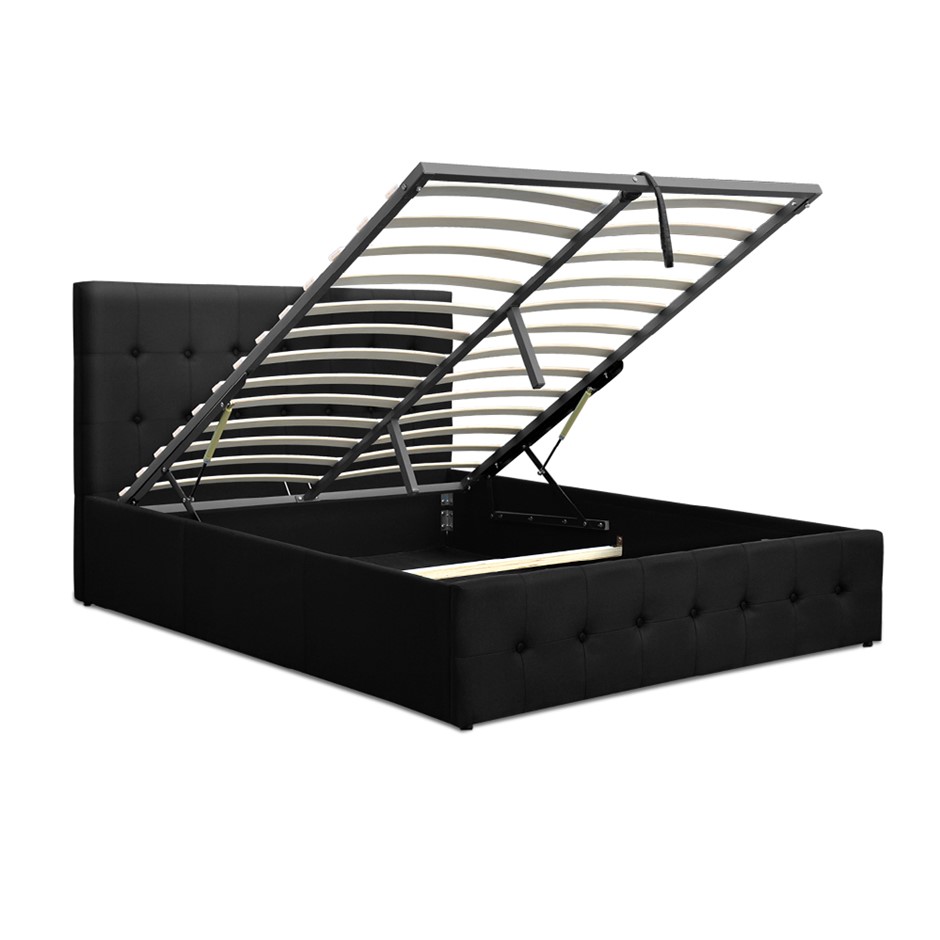 Artiss Gas Lift Double Bed Frame - Charc