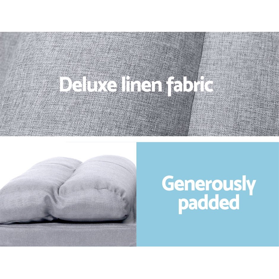 Buy Artiss Lounge Sofa Bed Floor Recliner Chaise Folding Linen Fabric