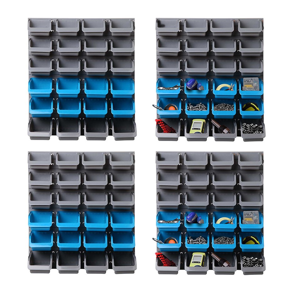 Giantz 96 Storage Bin Rack Wall-Mounted Tools Garage Shelving Organiser
