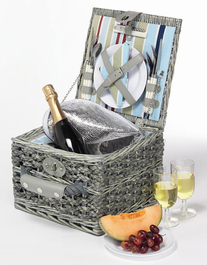 Buy Avanti 2 Person Wicker Cane Picnic Basket - Grey Wash | Grays Australia