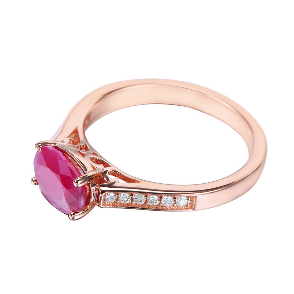 9ct Rose Gold, 1.62ct Ruby and Diamond Ring Auction (0014-2524625