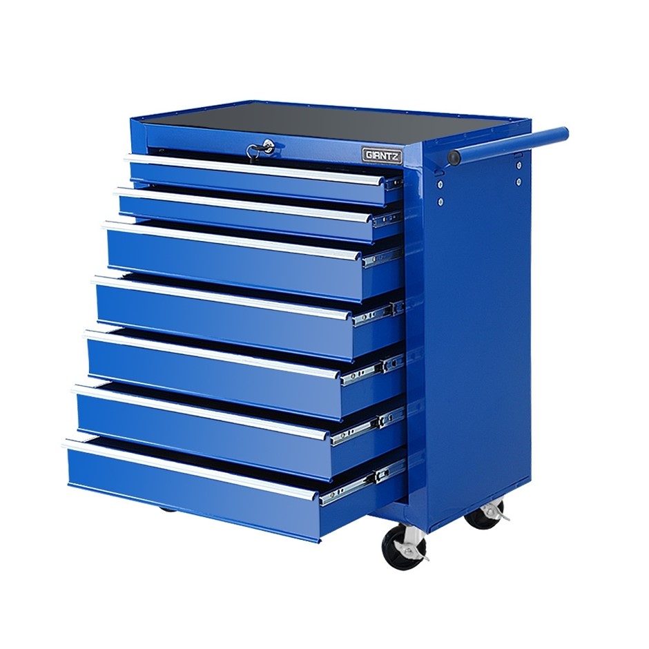 Giantz Tool Chest and Trolley Box Cabinet 7 Drawers Cart Storage Blue