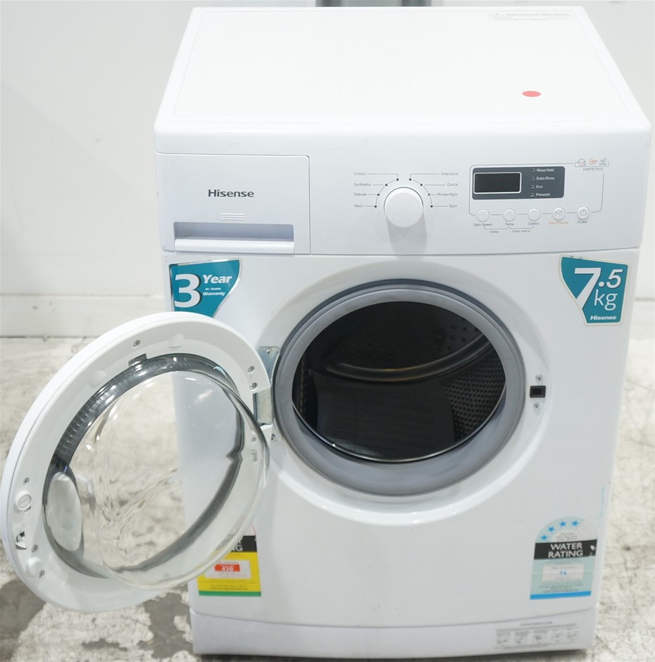 Hisense 7.5kg Front Load Washing Machine (HWFE7510) (White) Auction