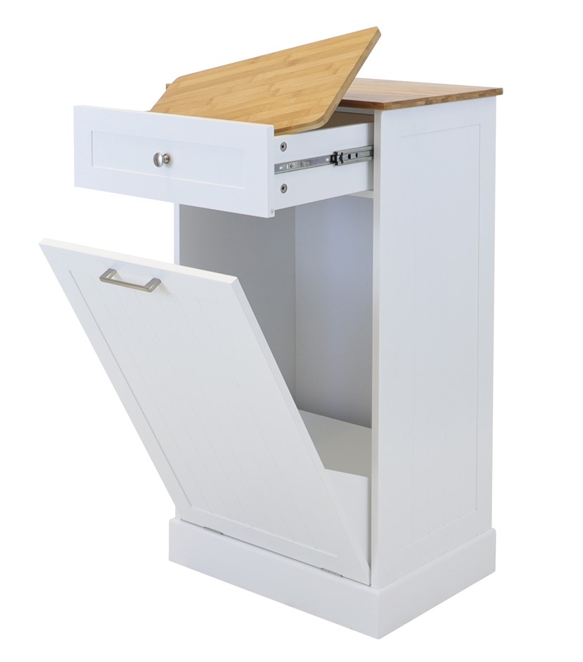 Buy Hampton Microwave Kitchen Cart with Garbage Bin Storage White Grays Australia