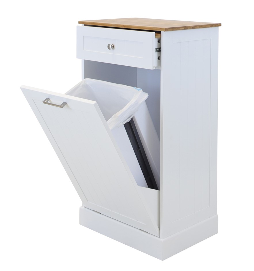 Buy Hampton Microwave Kitchen Cart with Garbage Bin Storage White Grays Australia