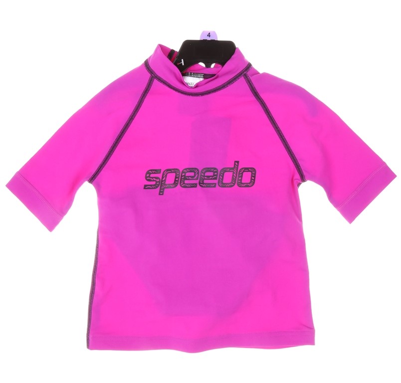 SPEEDO Junior Girls Logo Rashie & Brief Set, Size 4, Purple & Black.