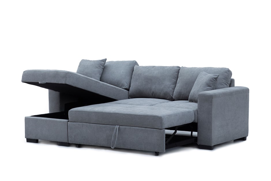 Buy Eva 2.5 Seater Sofa Bed with Storage Chaise Mist Australia