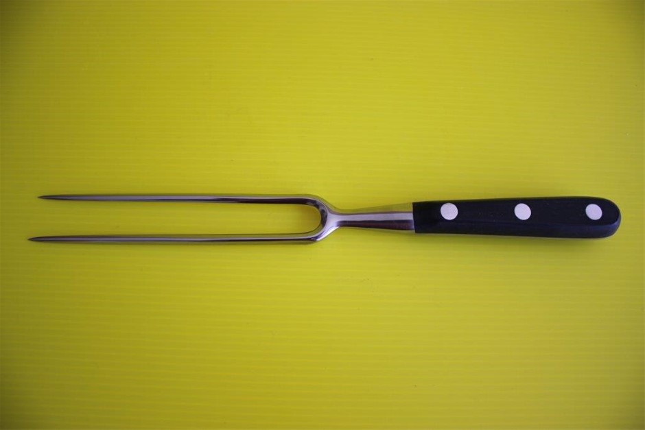 FLAT TINE Carving Fork Black Handle Polished Prongs Auction (0004