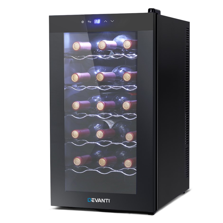 Devanti Wine Cooler 18 Bottles Glass Doo