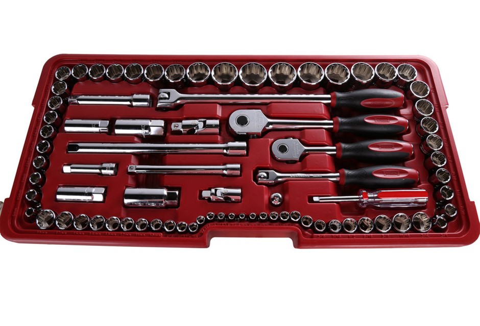 SIDCHROME 80pc Socket Set 1/2`` & 3/8`` & 1/4`` Drive, Contents 34 x