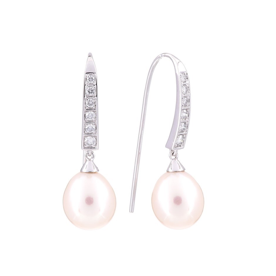 Designer Simulated Diamond Green Drop Earrings in Silver