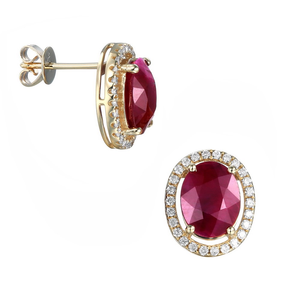 Yellow Gold Natural Ruby & Diamond Ring  with Valuation